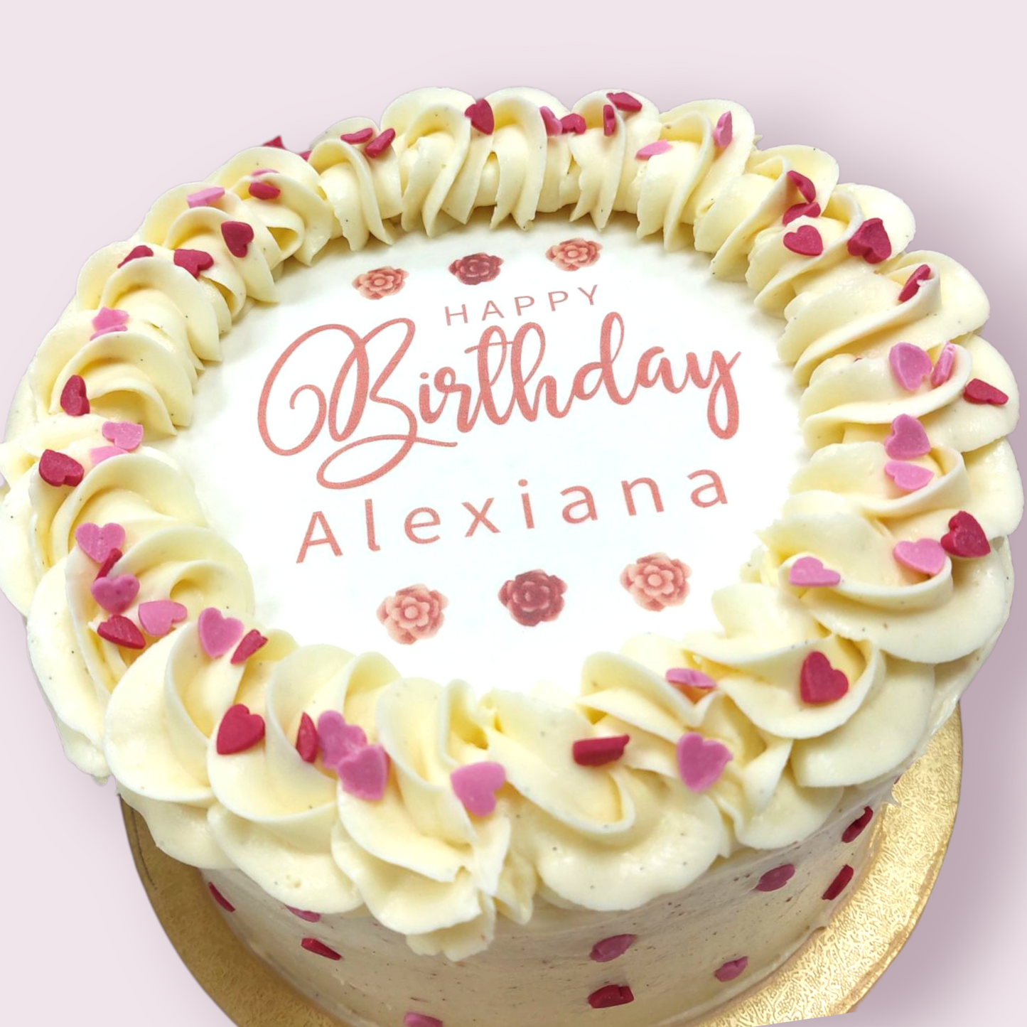 Celebration cake - pink hearts design