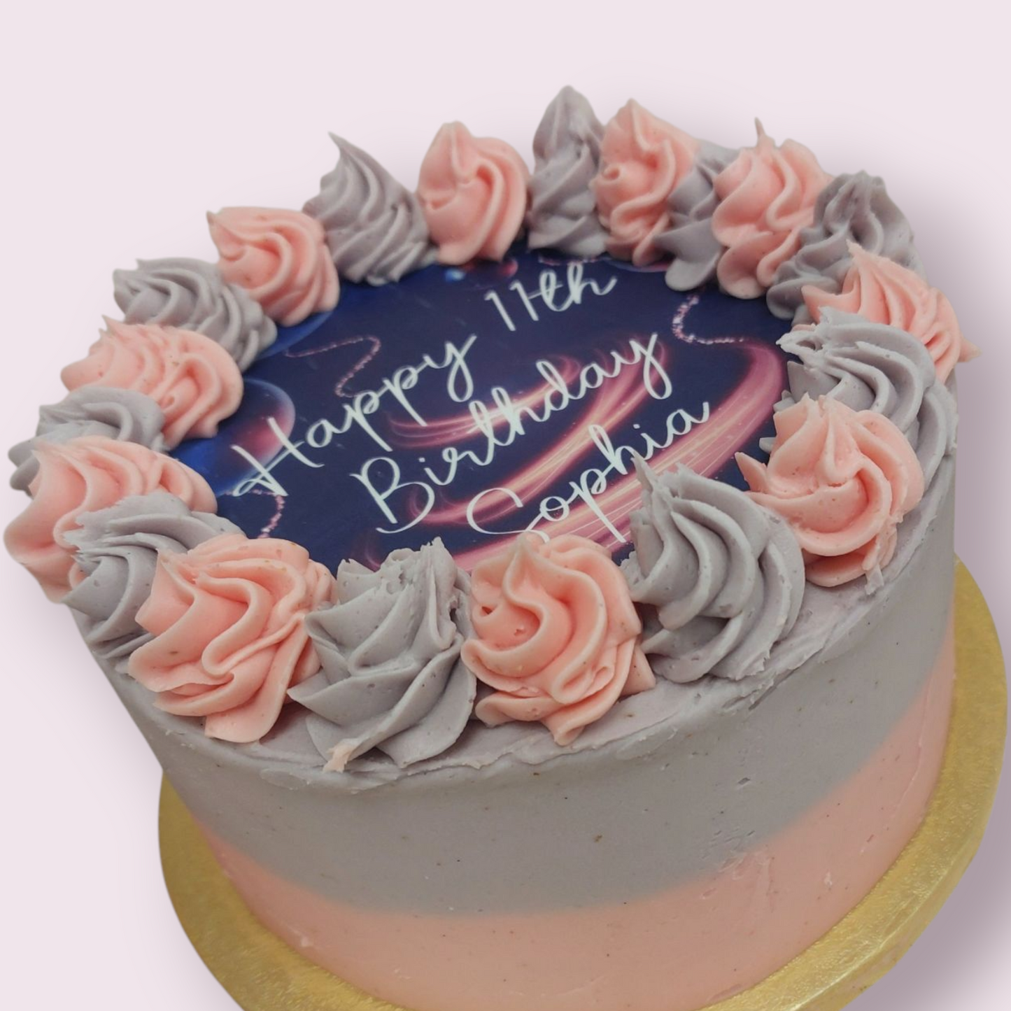 Celebration cake - purple and pink design